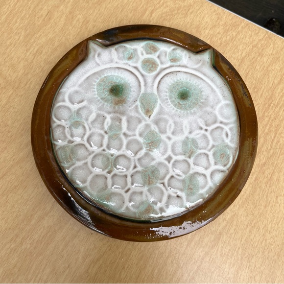 Ceramic Owl Trivet Vintage Mid Century Pottery - Picture 9 of 9